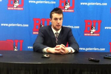 BU Hockey (Matt Grzelcyk Postgame - 10/25/14 vs. Michigan)