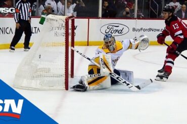 Nico Hischier Darts To Net, Redirects Beautiful Pass By Kyle Palmieri