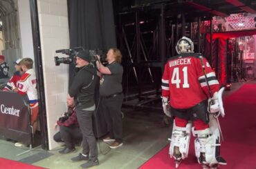 NJ Devils Carolina Hurricanes Game 3 BEHIND THE SCENES Vitek Vanecek In The Zone
