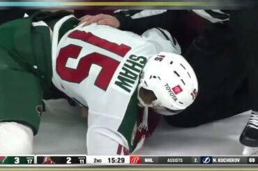 NHL. Fight. Shaw vs Mackey. Minnesota vs Arizona