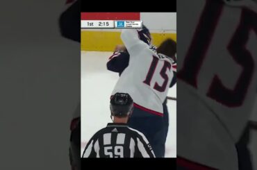 Gavin Bayreuth and Garnet Hathaway fight in Columbus Blue Jackets vs  Washington Capitals#shorts