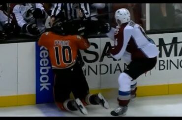 Erik Johnson Runs Corey Perry From Behind (10/16/15)