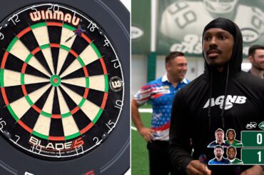 NY Jets' Mecole Hardman Jr. and Quincy Williams play darts with Gerwyn Price and Luke Humphries! 🏈
