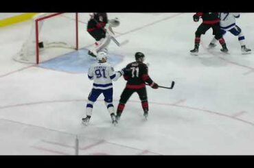 Mikhail Sergachev and Nikita Kucherov set up Stamkos's goal vs Hurricanes (28 mar 2023)