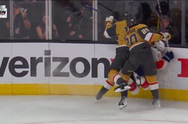 Cousins gets cross checked, Pietrangelo takes Tkachuk's shots 2022 - 2023 Playoffs