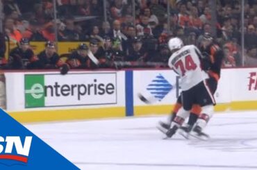 Travis Konecny Leveled By Mark Borowiecki With Huge Open-Ice Hit