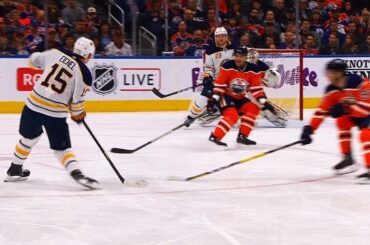 Jack Eichel changes angle, fires laser past screened Cam Talbot