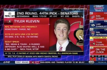 Tyler Kleven - 2020 NHL Entry Draft Selection (Ottawa Senators)