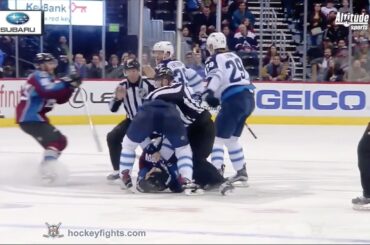 Nikita Zadorov hits Mark Scheifele; Jacob Trouba vs Zadorov Feb 4, 2017