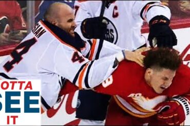 GOTTA SEE IT: Every Big Hit, Fight & Crazy Goal From Wild Battle Of Alberta + Post Game Comments