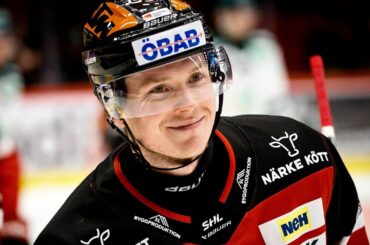 Gustav Karlsson serverar Linus Öberg som trycker in 2-1 hemma mot Färjestad