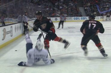 Manson steamrolls van Riemsdyk with a huge hit