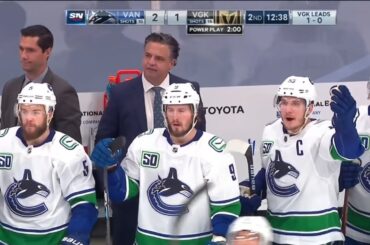 Brock Boeser's Delay Of Game Penalty, Canucks Bench Reaction