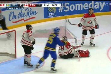 Axel Holmstrom Cross Crease Assist vs Canada In World Juniors