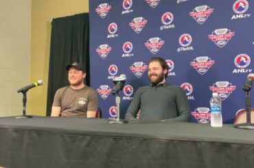 Joe Snively and Garrett Pilon speak to the media after Game 3 of the Calder Cup Finals