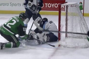 Grosenick 's Helmet Flies as he Stops 2-on-1