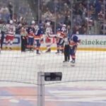 Oliver Wahlstrom vs. Jacob Trouba Mini Fight April 21 2022 Rangers at Islanders UBS Arena