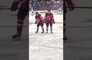 NJ Devils Jack Hughes Dawson Mercer Laugh Pregame Game 7 vs. NYR #njdevils #shortsvideo #short