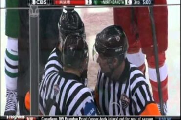 North Dakota's Drake Caggiula  blasts Miami's Sean Kuraly