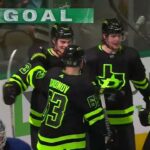 Evgenii Dadonov assists on Johnston's opening goal vs Blues (13 apr 2023)