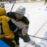 Evgeni Malkin In Pain After Jarred Tinordi Stands Him Up At The Boards