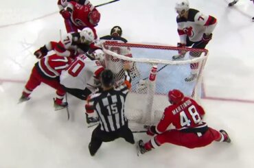 Fast has helmet ripped off by Siegenthaler, misses rest of shift