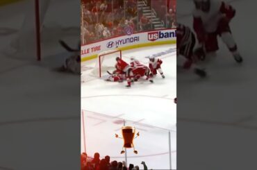 Nedeljkovic's Incredible Jump Save Against Blackhawks! #hockey #shorts #nhl