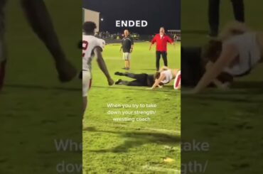 This football player tried to wrestle his coach and it backfired 😂
