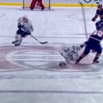 Joel Armia elbow on Travis Dermott