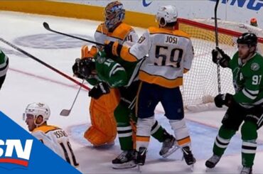 Roman Josi Cross-Checks Corey Perry In The Head After Two-Handed Slash