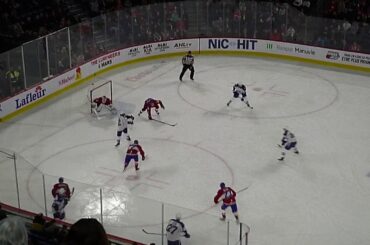 Laval Rocket's Keith Kinkaid dives to stop Syracuse Crunch's Alexander Volkov 1/4/20