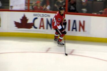 Jean-Gabriel Pageau during pre-game warm-up at the Islanders @ Senators hockey game