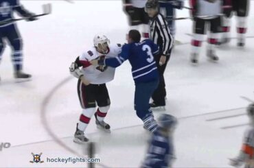 Nick Foligno vs Dion Phaneuf Jan 17, 2012