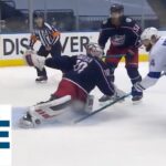 Joonas Korpisalo Makes Two Ridiculous Stretched-Out Pad Saves in a Row