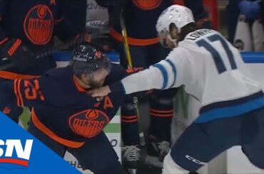 Adam Lowry Jumps In To Defend Mathieu Perreault & Drops The Gloves With Darnell Nurse