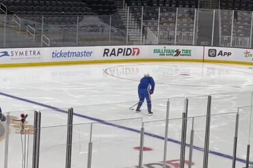 Riley Stillman on the ice for Sabres practice