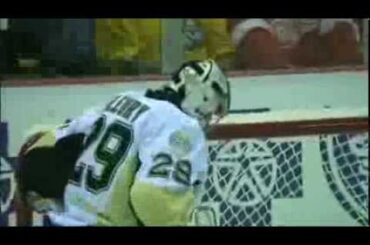 Marc-Andre Fleury Trips Down