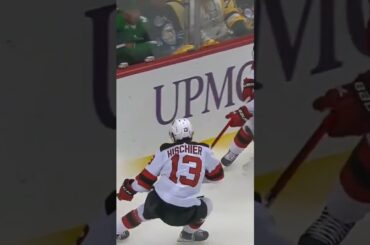 Jason Zucker Puts Huge Hit On Brendan Smith (Devils vs Penguins) #shorts #nhl #hockey