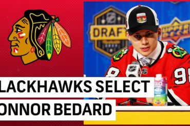 Connor Bedard speaks to the media after being selected by Blackhawks 1st overall