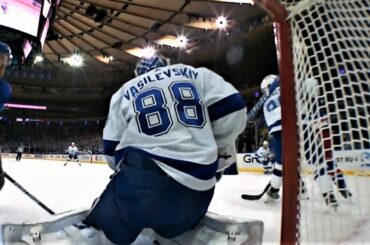 Ryan Lindgren Beats Vasilevskiy High Blocker Side to Open the Scoring in Game 5