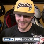 Chris Wagner reacts to Charlie Coyle leading Bruins to win