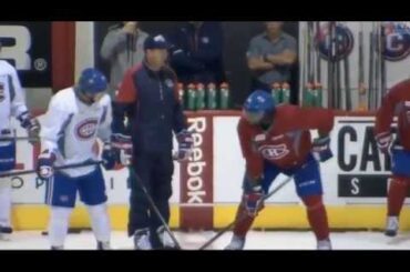 P.K. Subban vs. Brendan Gallagher at practice 26-09-2015 Montreal Canadiens
