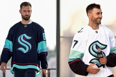Driedger and Eberle show off Kraken jerseys