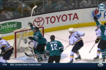 Marc-Edouard Vlasic wrist shot goal 2-2 St. Louis Blues vs SJ Sharks Dec 20 2014 NHL