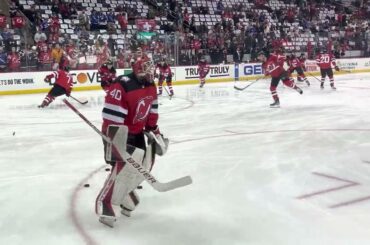 NJ Devils Akira Schmid Game 7 vs. NY Rangers Warmup Shots