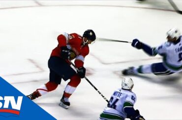Jonathan Huberdeau Dangles Chris Tanev Off His Skates On Mike Hoffman Goal