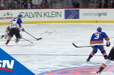 Mathew Barzal’s Quick Stick Work Helps Keep Possession To Feed Pelech For Goal