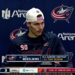 Elvis Merzlikins discusses Pierre-Luc Dubois wearing #80 to honor Matiss Kivlenieks