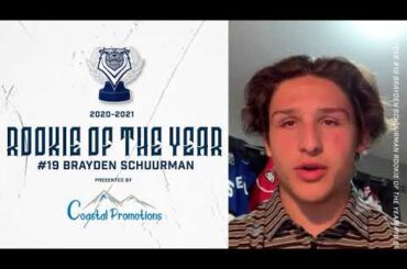 Brayden Schuurman wins Rookie of the Year Award presented by Coastal Promotions