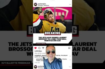 Winnipeg Jets sign Laurent Brossoit to a one year contract at $1.75 million AAV ￼